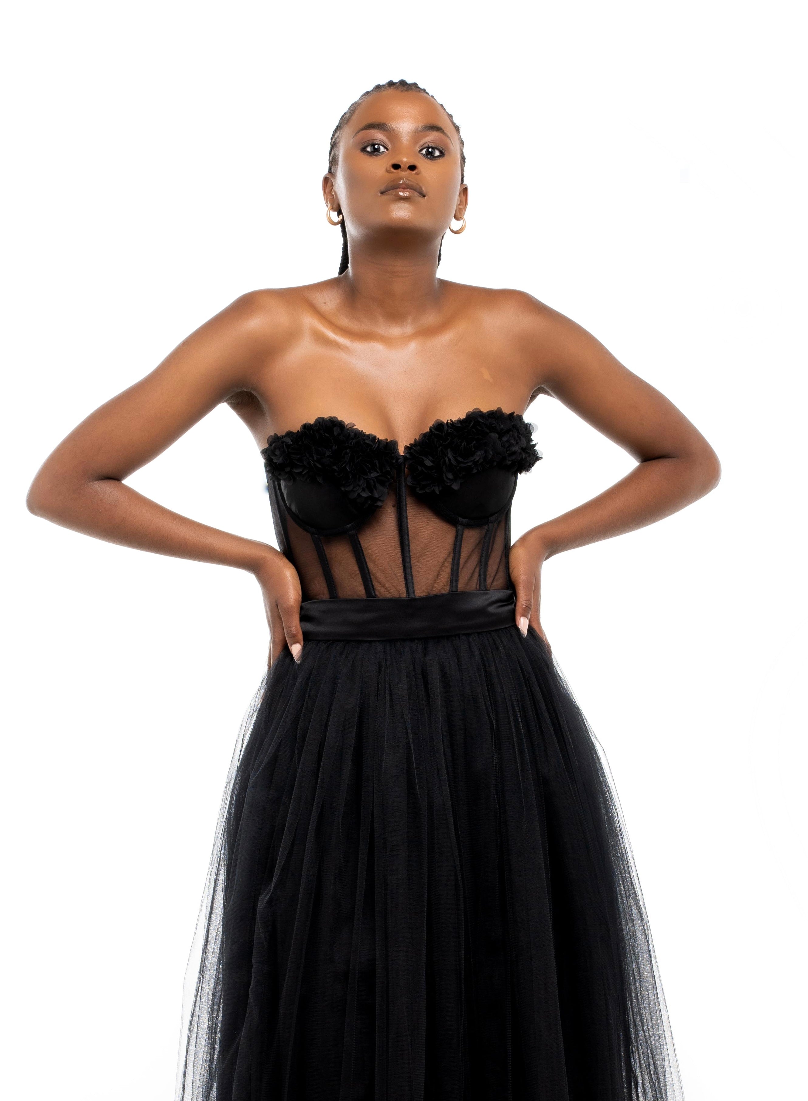 Les Fleurs Corset Dress (Black)