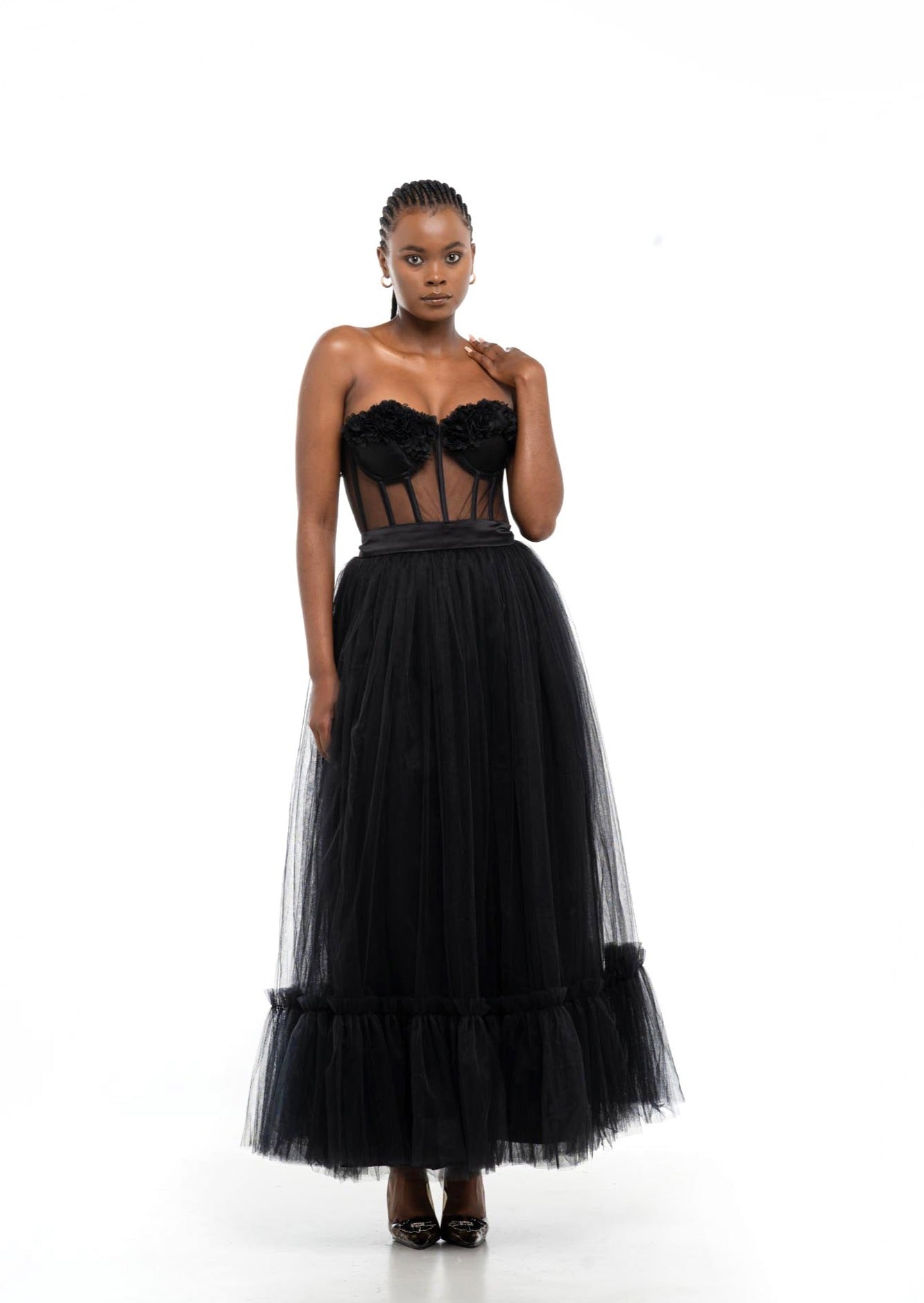 Les Fleurs Corset Dress (Black)