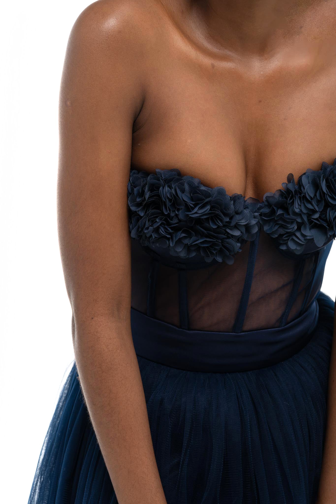Les Fleurs Corset Dress (Navy Blue)