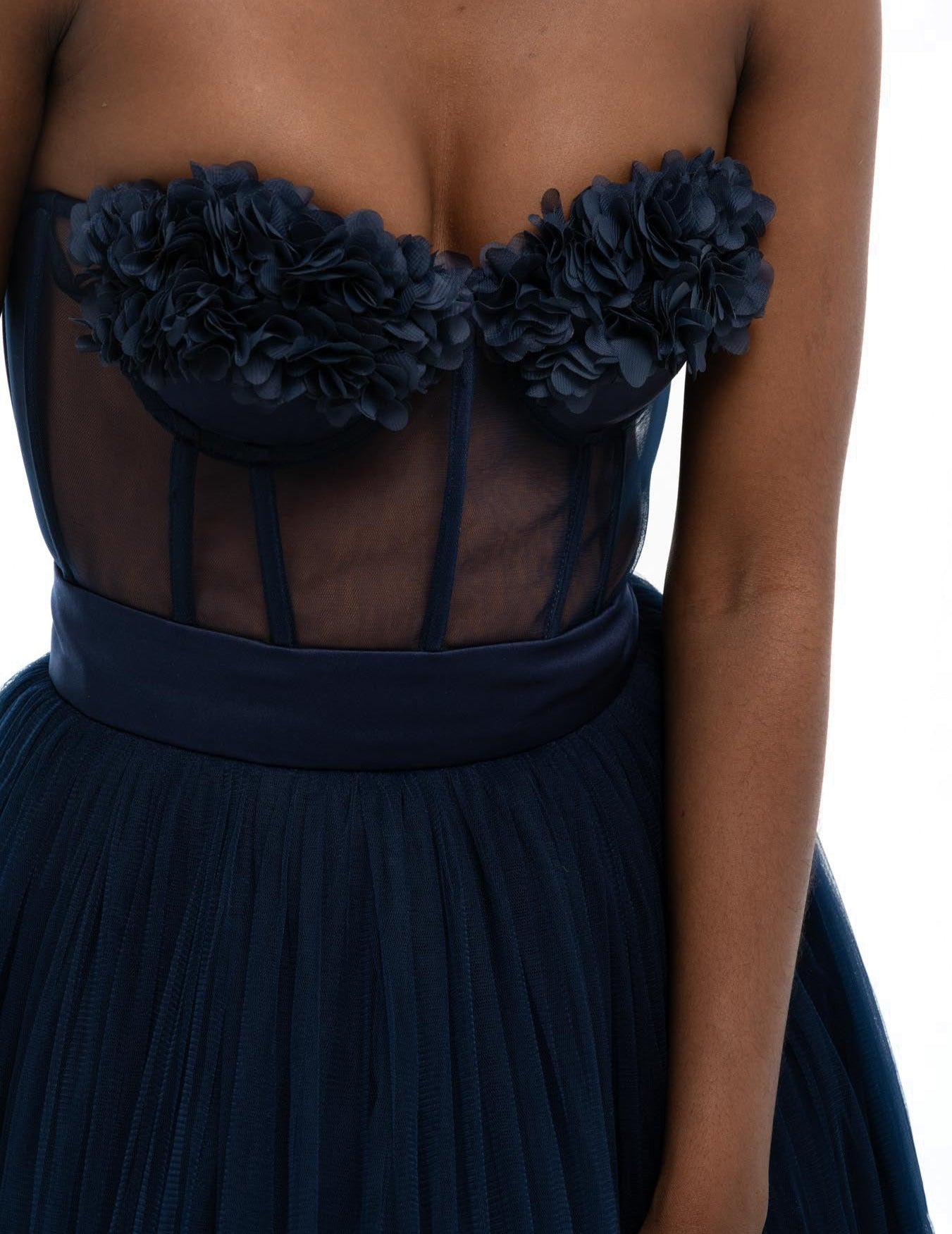 Les Fleurs Corset Dress (Navy Blue)