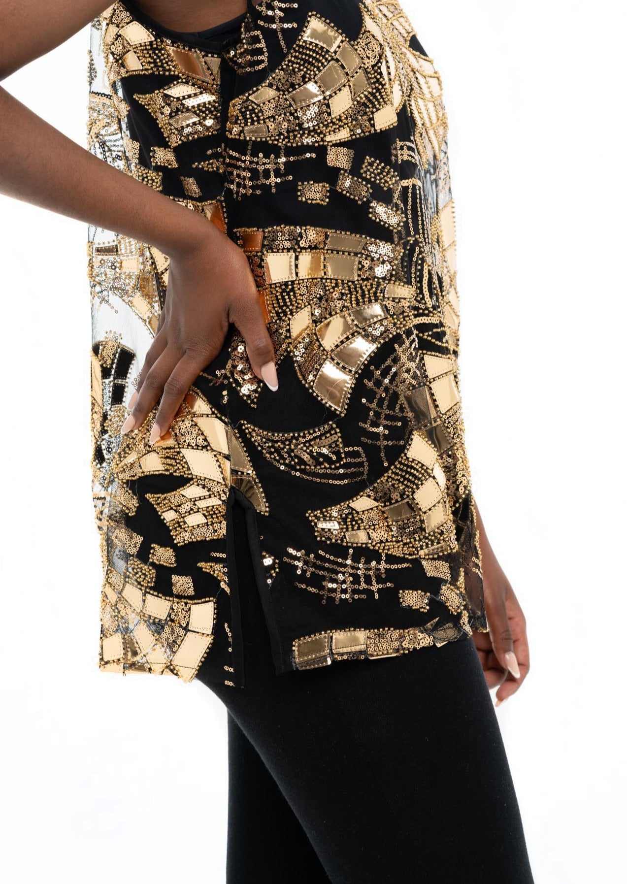 Glam Mesh Top  (Gold)