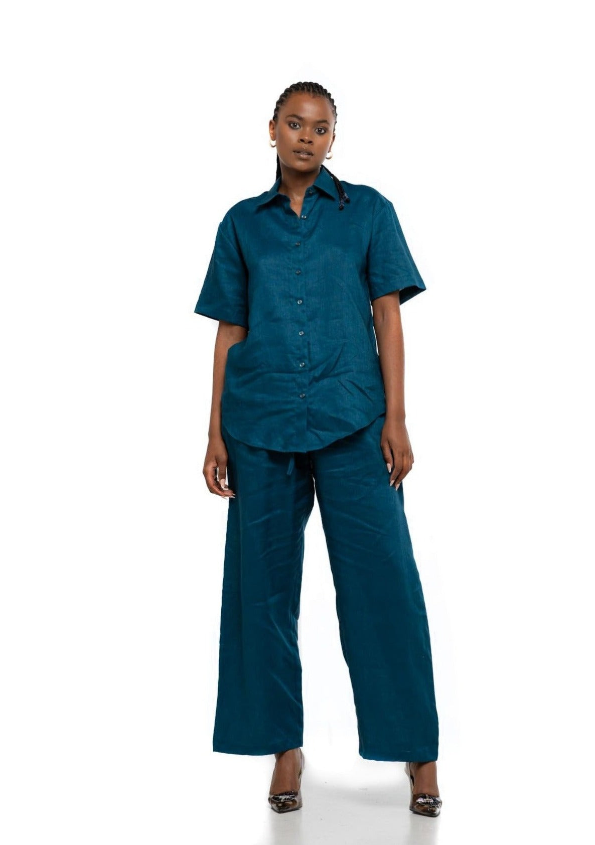 Organic Linen Set (Dark Turquoise)