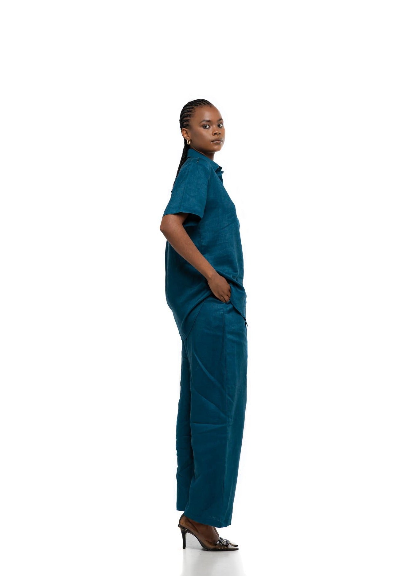Organic Linen Set (Dark Turquoise)