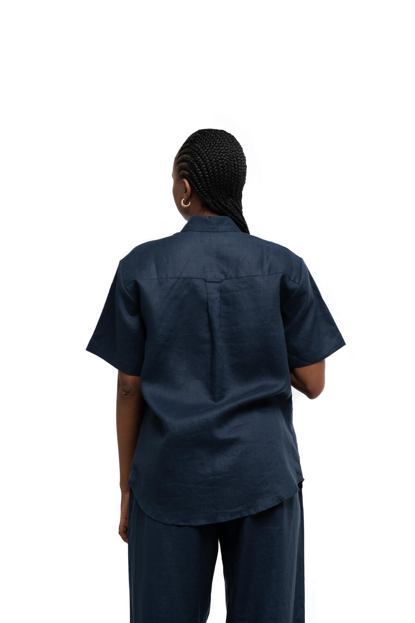 Organic Linen Set (Navy Blue)