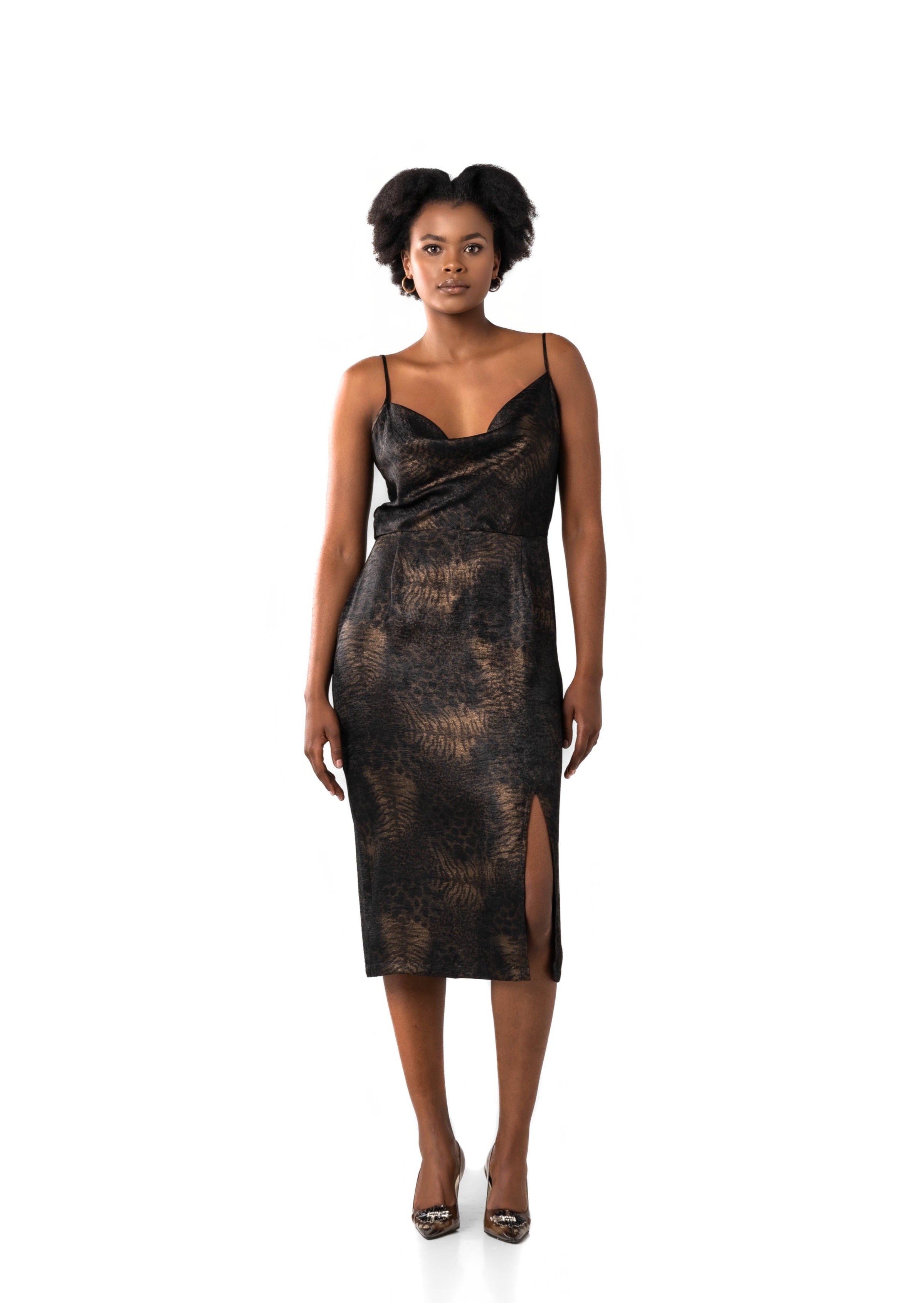 Silky Cowl Neck Dress