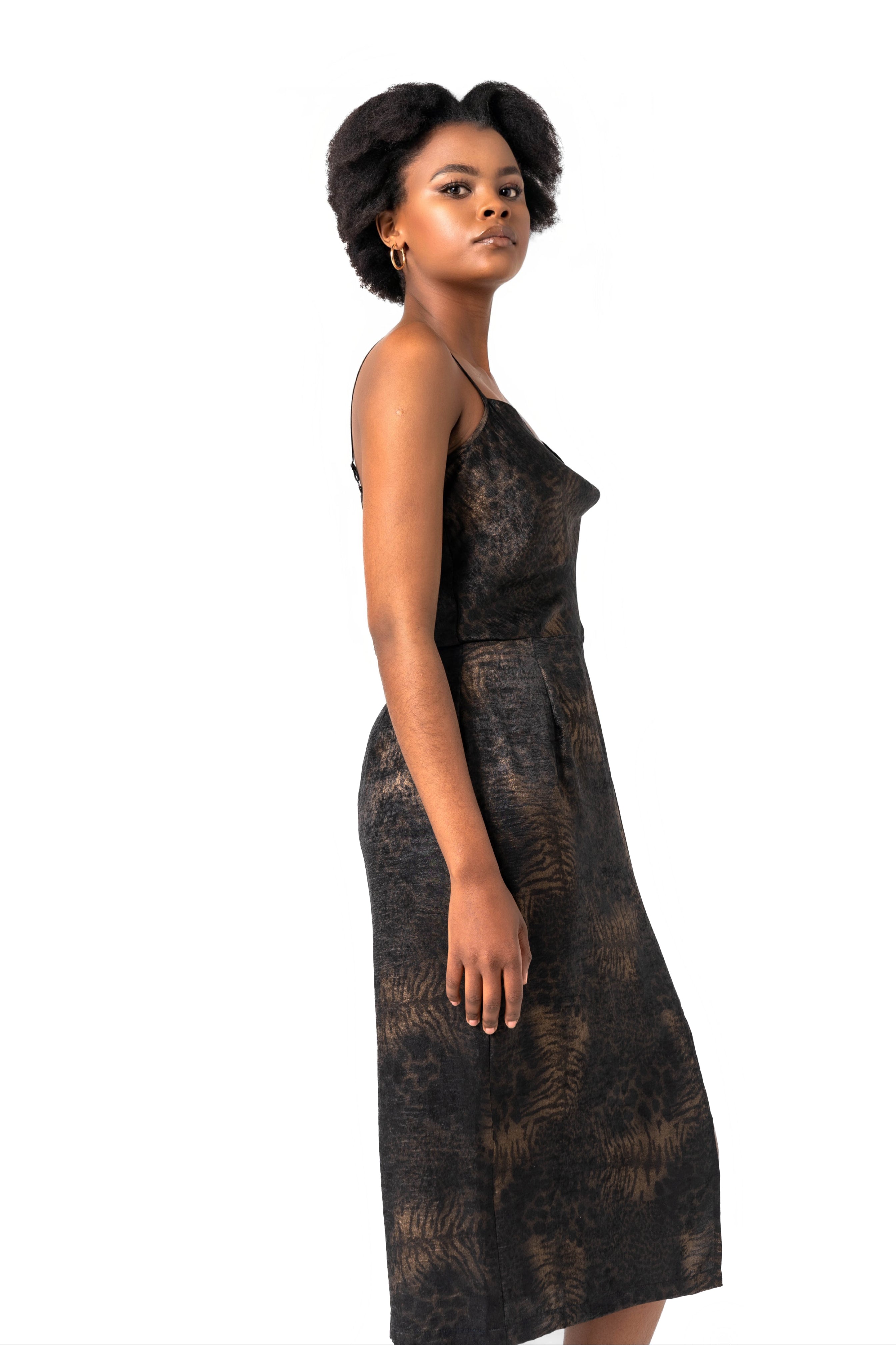 Silky Cowl Neck Dress
